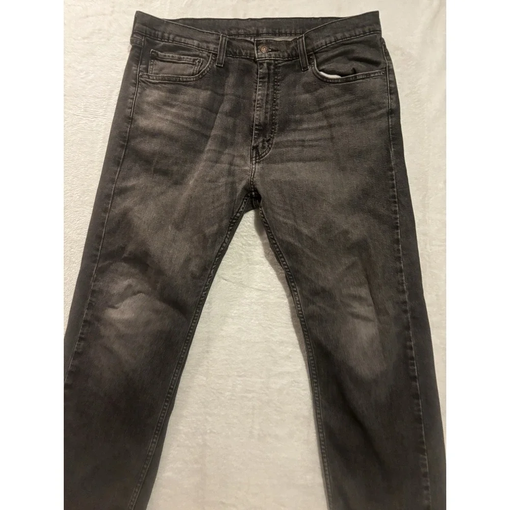 Levis 505 Jeans Mens 38x29 Black Straight Leg‎ Regular Fit Denim  Distressed